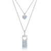 Sterling Silver 2PC Tag Heart Necklace Set - 16+2 Inch Love You Forever' Tag & 14+2Mom Heart - Johnny Dang & Co