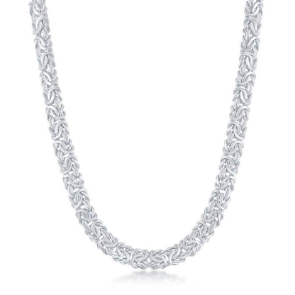 Sterling Silver Classic Byzantine Necklace - Rhodium Plated - Johnny Dang & Co