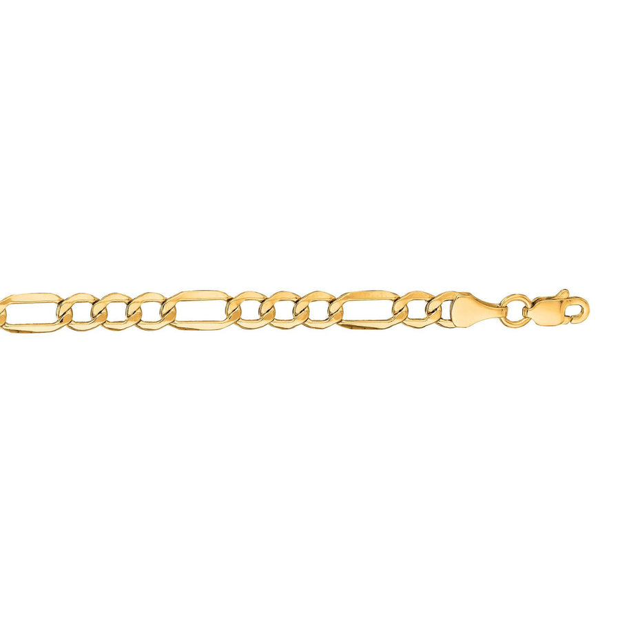 14kt 18 inches Yellow Gold 4.6mm Diamond Cut Alternate 3+1 Figaro Lite Chain with Lob ster Clasp