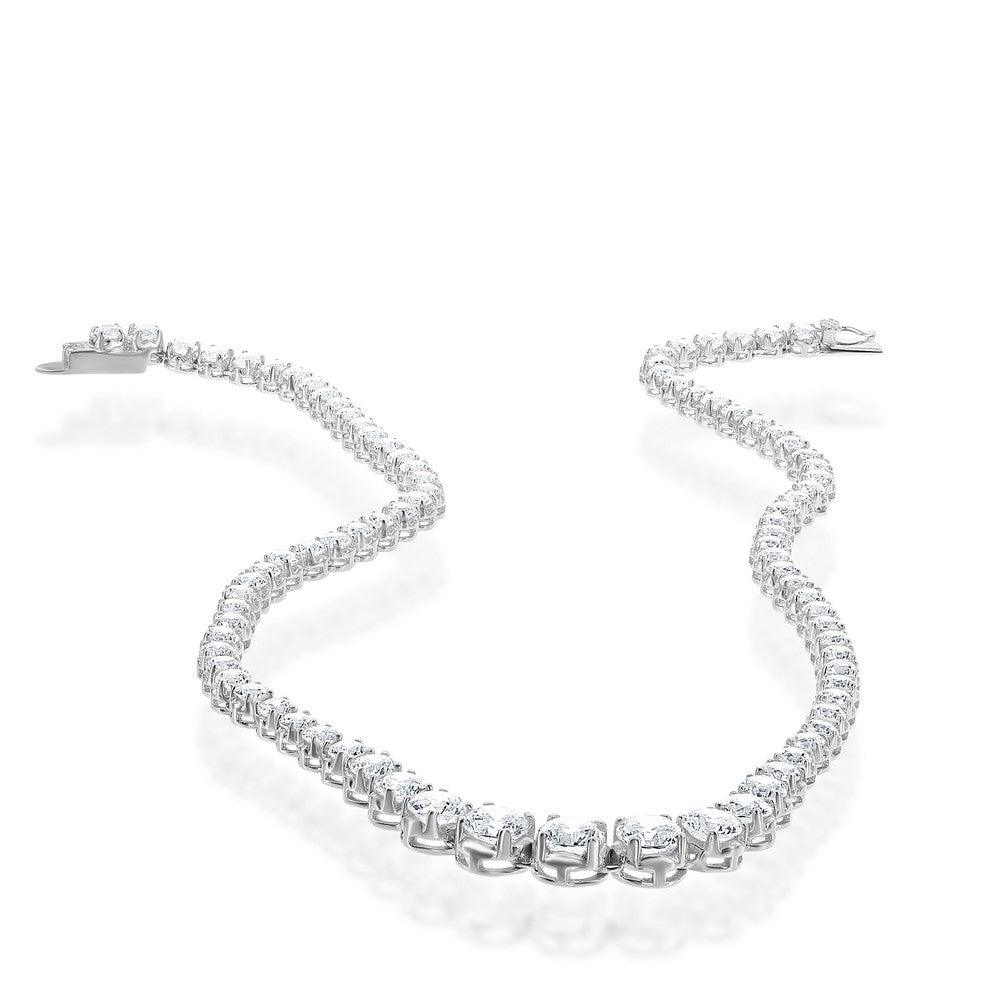 Sterling Silver Prong Set Graduating CZ Tennis Necklace 18" - Johnny Dang & Co