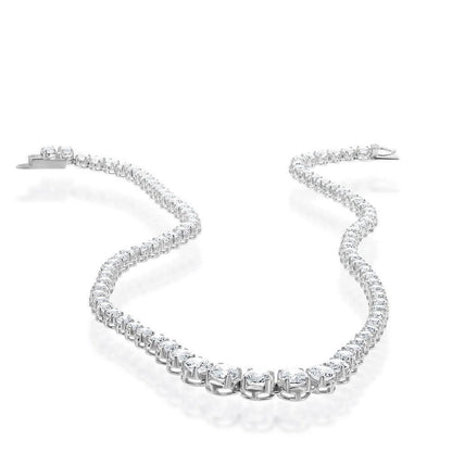 Sterling Silver Prong Set Graduating CZ Tennis Necklace 18" - Johnny Dang & Co