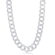 Sterling Silver Alternating Polished & Micro Pave CZ Solid Link Chain - Johnny Dang & Co