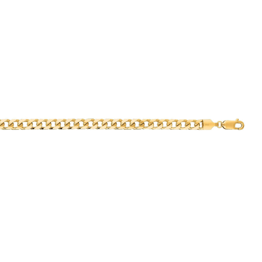 14kt 8.50 inches Yellow Gold 4.4mm Diamond Cut Miami Cuban Link Chain with Lobster Cla sp
