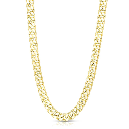 14kt Gold 26 inches Yellow Finish 11.13mm Polished New Semi-Solid Miami Cuban Chain with Box Clasp - Johnny Dang & Co