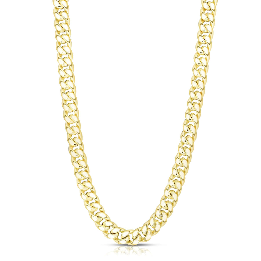 14kt Gold 26 inches Yellow Finish 11.13mm Polished New Semi-Solid Miami Cuban Chain with Box Clasp