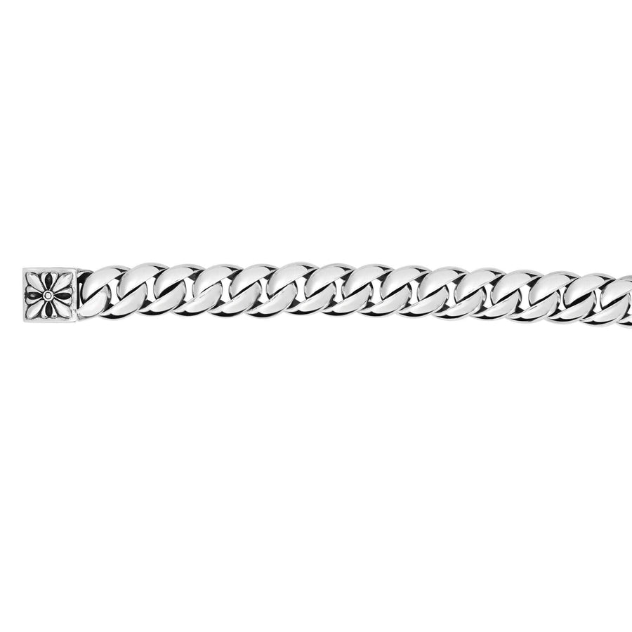 Silver 8 inches Oxidized 12mm Shiny Curb Link with Box Clasp - Johnny Dang & Co