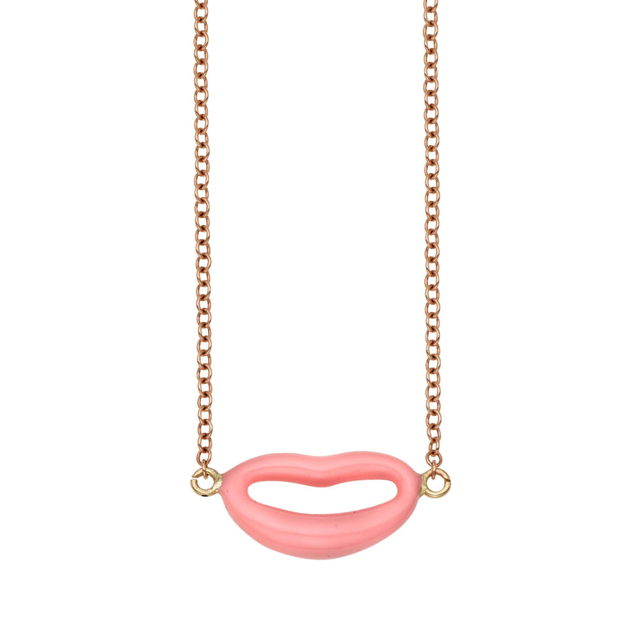14kt 18 inches with Rose Gold Finish Lip Necklace with 1.25 inches Extension with Lobster Clasp