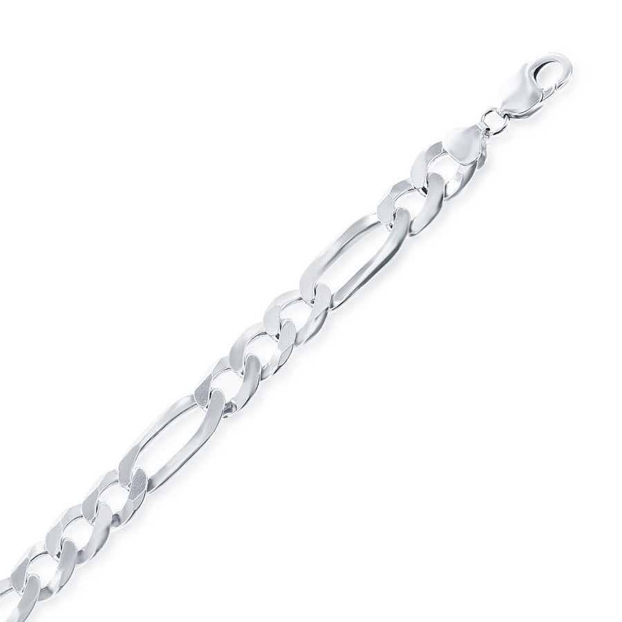 Sterling Silver 13.3mm Figaro Chain - Rhodium Plated