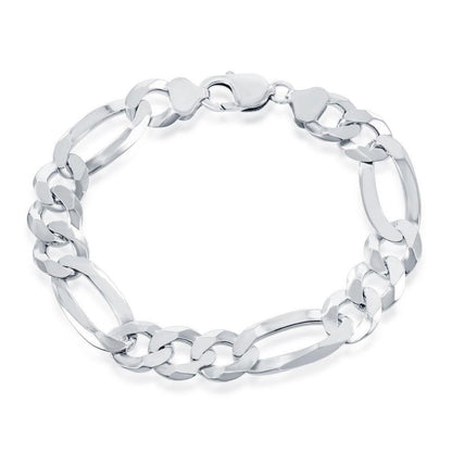 Sterling Silver 13.3mm Figaro Chain - Rhodium Plated - Johnny Dang & Co
