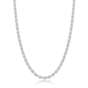 Sterling Silver Solid Diamond-Cut 3mm Rope Chain - Rhodium Plated - Johnny Dang & Co