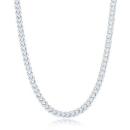 Sterling Silver 4mm Franco Chain (120 Gauge) - Rhodium Plated - Johnny Dang & Co