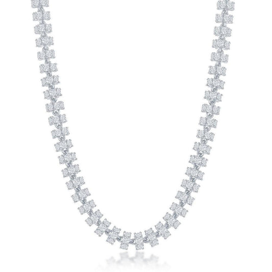 Sterling Silver 6mm Barrel CZ Chain - Rhodium Plated - Johnny Dang & Co
