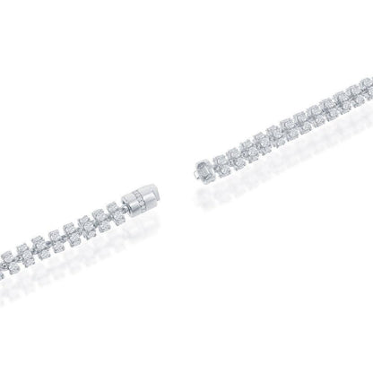 Sterling Silver 6mm Barrel CZ Chain - Rhodium Plated - Johnny Dang & Co