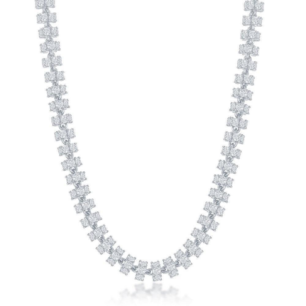 Sterling Silver 6mm Barrel CZ Chain - Rhodium Plated - Johnny Dang & Co