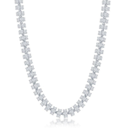 Sterling Silver 6mm Barrel CZ Chain - Rhodium Plated - Johnny Dang & Co
