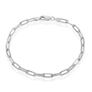 Sterling Silver 4mm Paper Clip Bracelet - Rhodium Plated 7" - Johnny Dang & Co