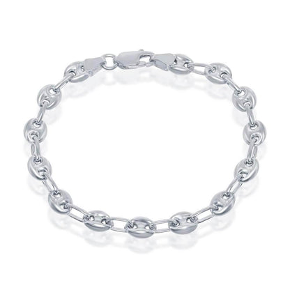 Sterling Silver 6mm Puffed Marina Chain - Rhodium Plated - Johnny Dang & Co