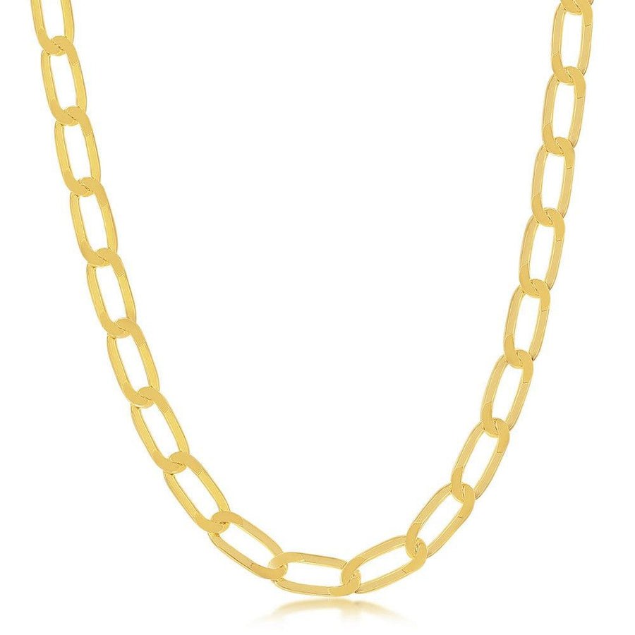 Sterling Silver 6MM Flat Paperclip Chain - Gold Plated 16