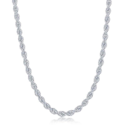 Sterling Silver 4.5mm Loose Rope Chain - Rhodium Plated - Johnny Dang & Co