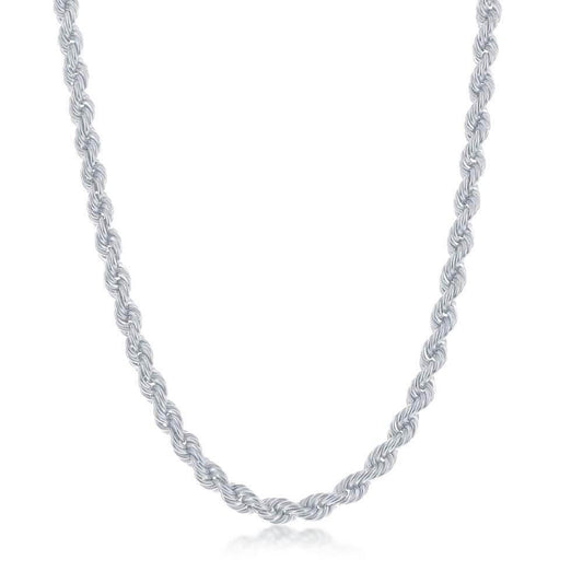 Sterling Silver 4.5mm Loose Rope Chain - Rhodium Plated - Johnny Dang & Co