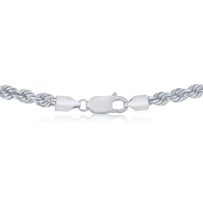 Sterling Silver 4.5mm Loose Rope Chain - Rhodium Plated - Johnny Dang & Co