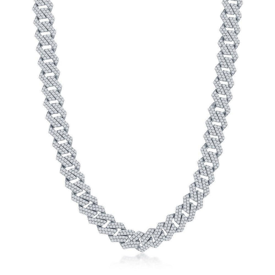 Sterling Silver 8mm Micro Pave Monaco Chain - Johnny Dang & Co