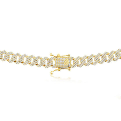 Italian Sterling Silver 8mm Micro Pave Monaco Chain - Gold Plated 20" 22" 24" - Johnny Dang & Co