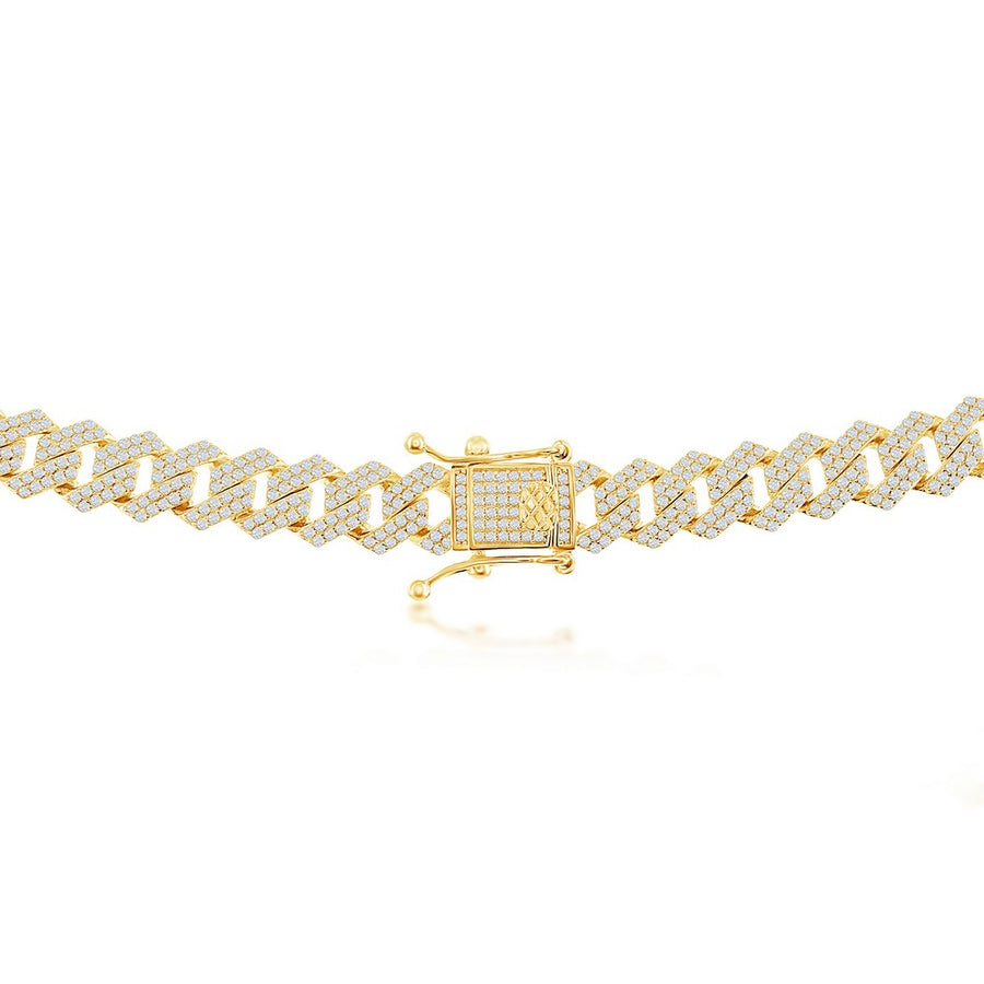 Sterling Silver 8mm Micro Pave Monaco Bracelet - Gold Plated 8