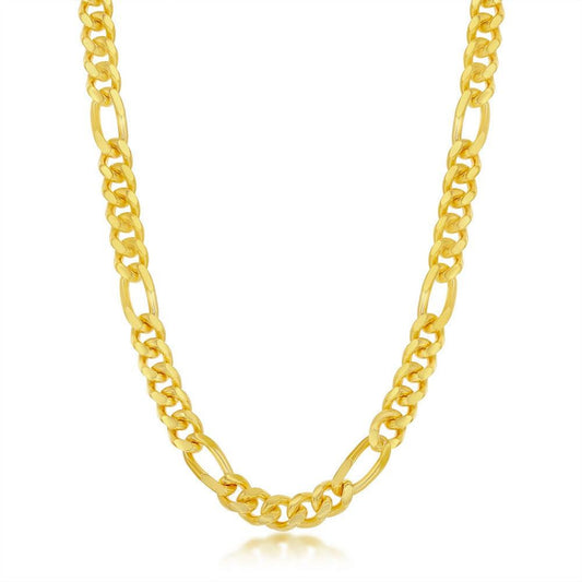 Sterling Silver 6mm "Solid" Mami Cuban Figaro Chain - Gold Plated - Johnny Dang & Co