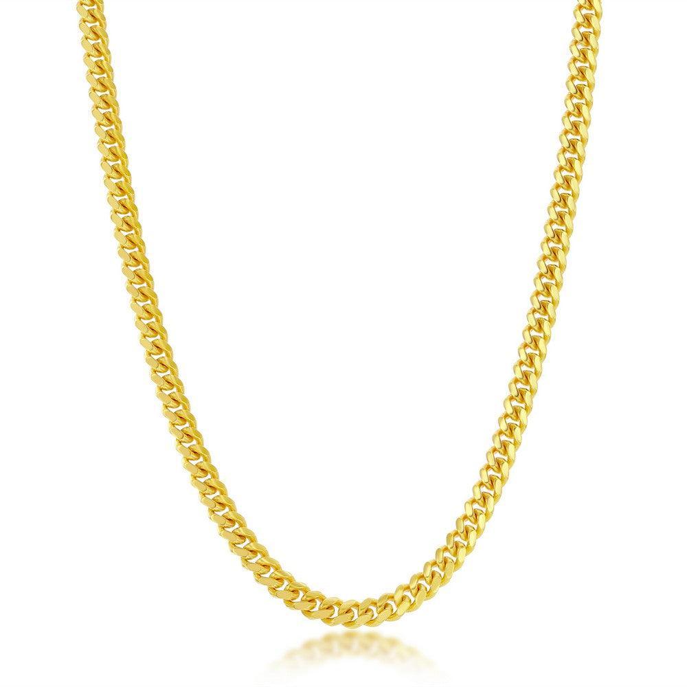 Sterling Silver 4mmSolid' Miami Cuban Chain - Gold Plated - Johnny Dang & Co