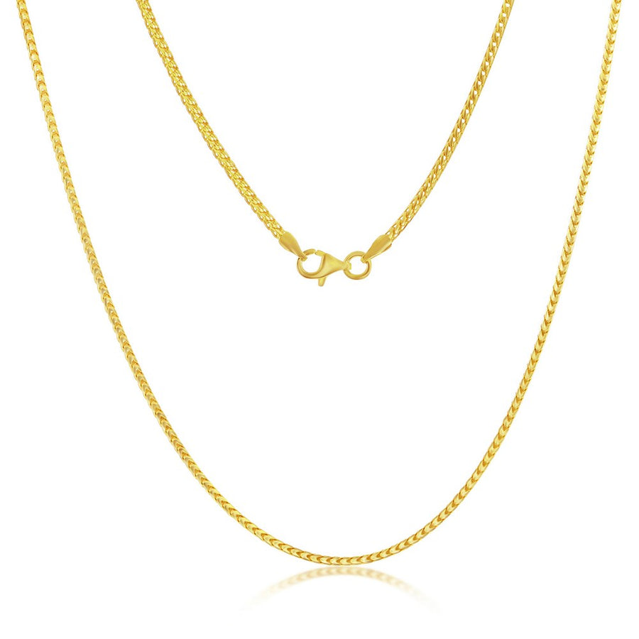 Sterling Silver 1.5mm Franco Chain - Gold Plated