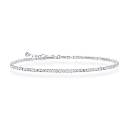 Sterling Silver Infinity & Cross Tennis Anklet - Gold Plated - Johnny Dang & Co