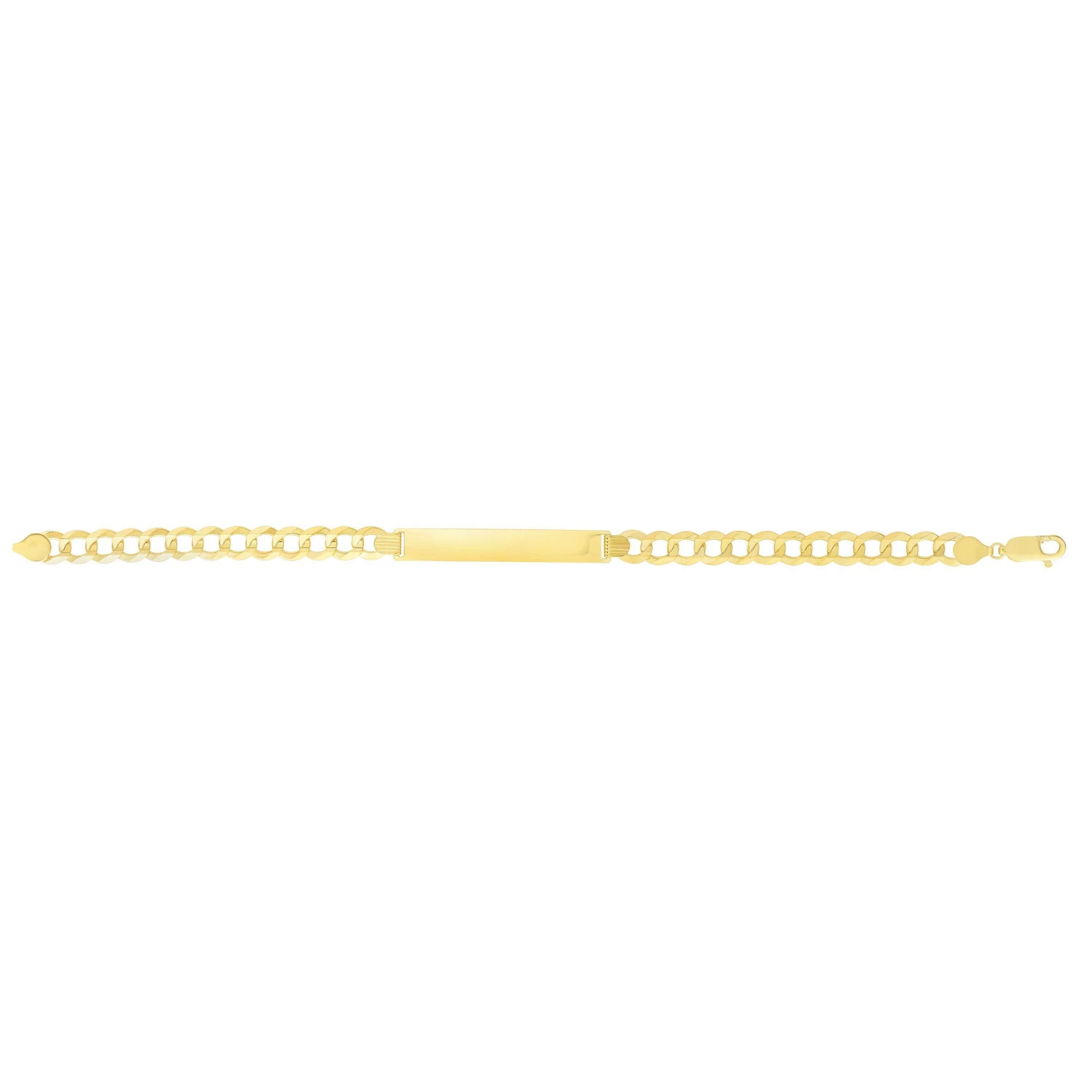 14kt Gold 8.5 inches Yellow Finish 6.7x45.7mm(CE),7.07mm(Ch) Polished Curb ID Bracelet with Lobster Clasp - Johnny Dang & Co
