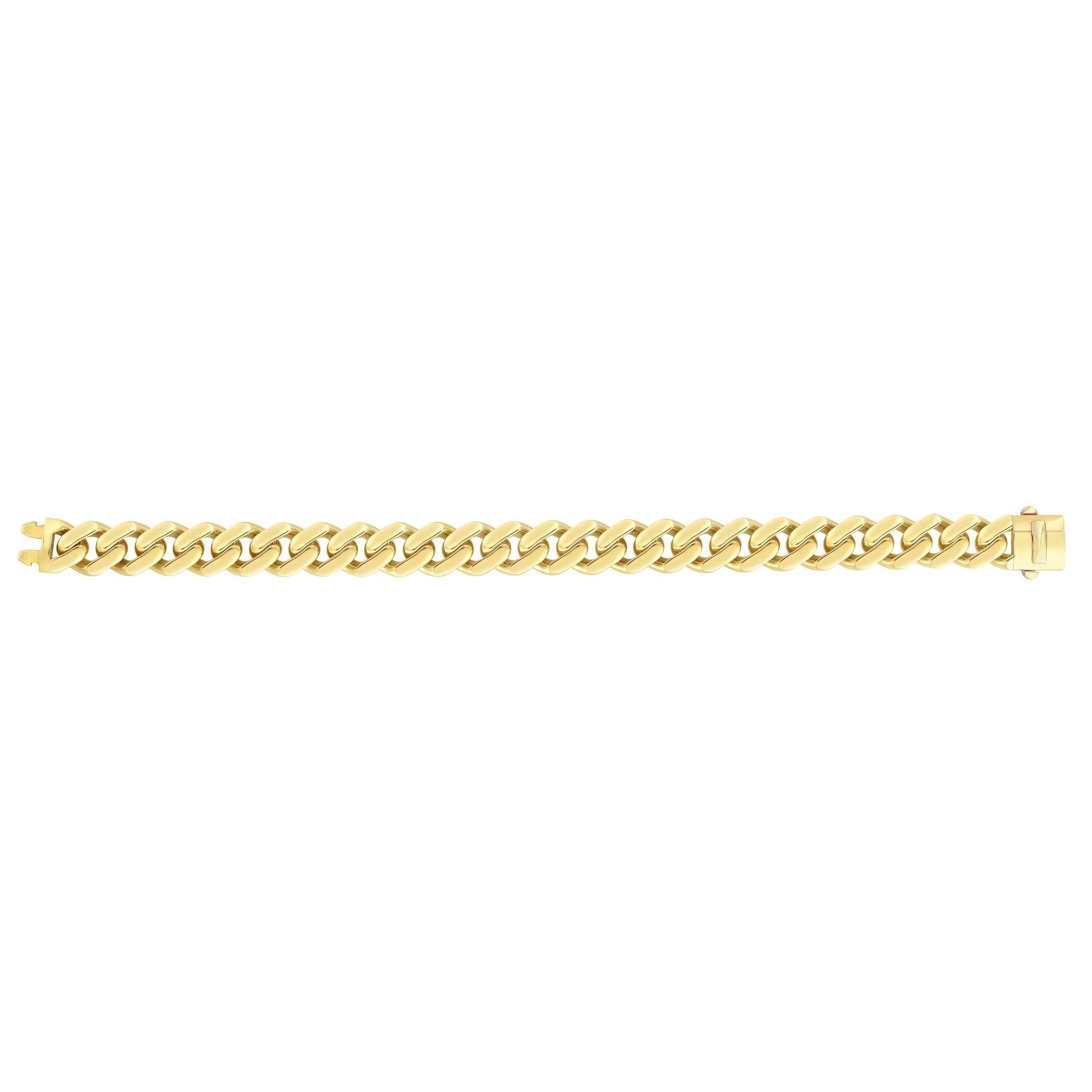 14kt Gold 22 inches Yellow Finish 11.3mm Polished Curb Link Chain with Box with Both Side Push Clasp - Johnny Dang & Co