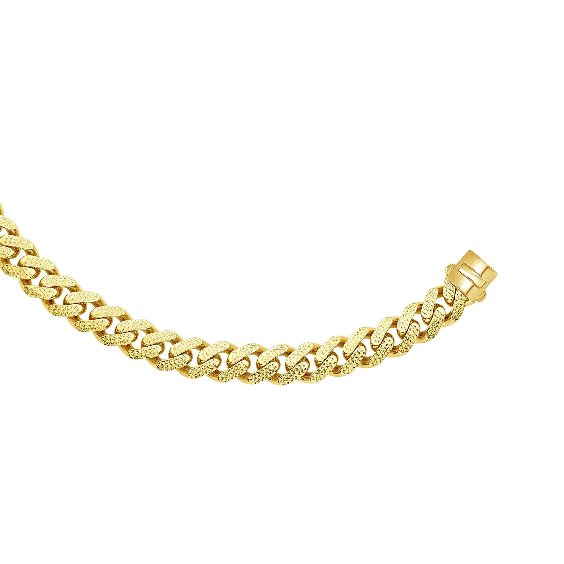 14kt Gold 24 inches Yellow Finish 13.5mm Yellow Pave Curb Link Chain with Box with Both Side Push Clasp - Johnny Dang & Co