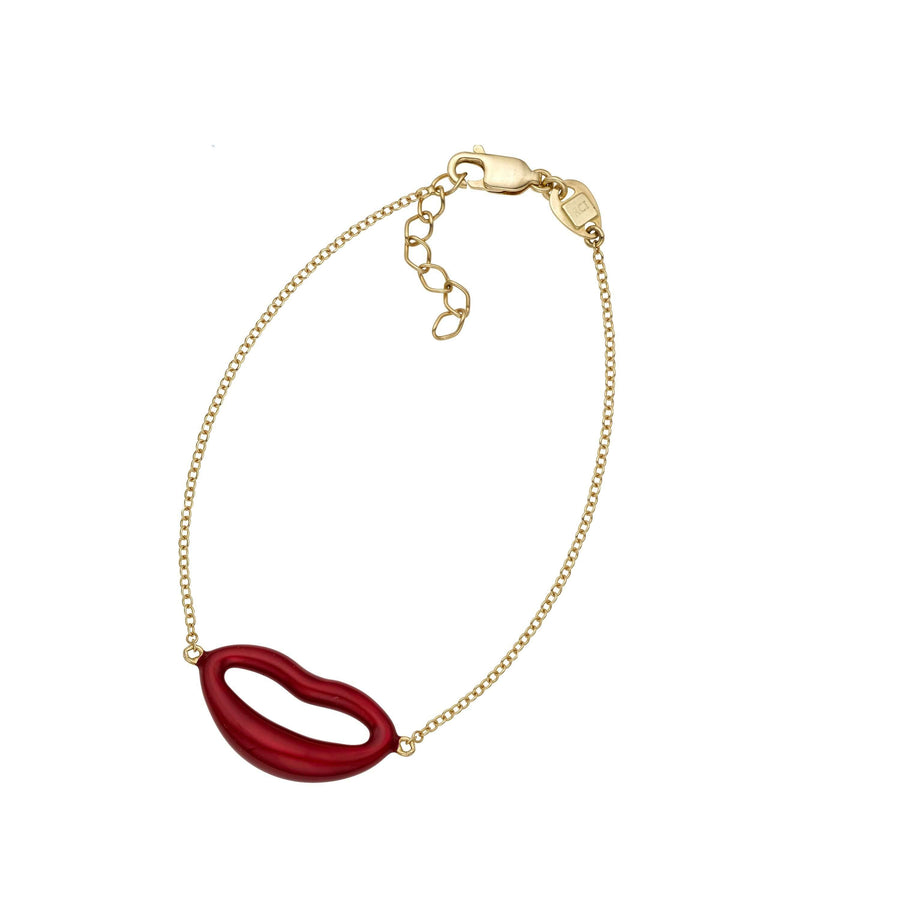 14kt Gold 7 inches Yellow Finish 12.5mm Polished Extendable Lips Bracelet with Lobster Clasp