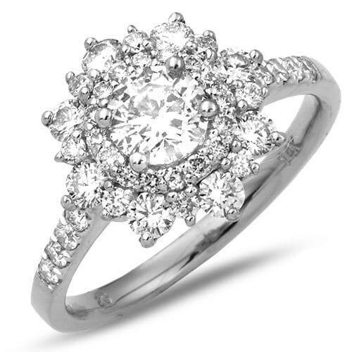14KW 1.35CTW DIAMOND RING WITH POINTED DOUBLE HALO