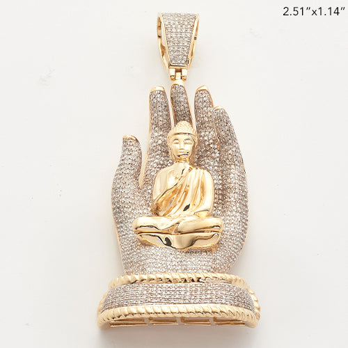 10KY 2.25CTW DIAMOND BUDDHA HAND PENDANT