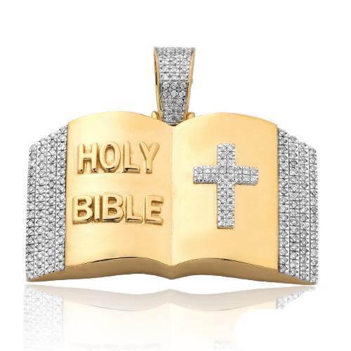 10KY 1.35CTW DIAMOND BIBLE PENDANT - Johnny Dang & Co