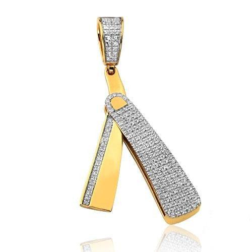 10KY 0.55CTW DIAMOND BARBER'S STRAIGHT RAZOR PENDA - Johnny Dang & Co