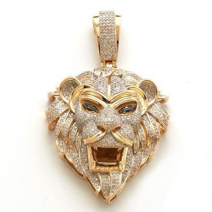 10KY 2.00CTW DIAMOND LION HEAD WITH BLACK EYES - Johnny Dang & Co