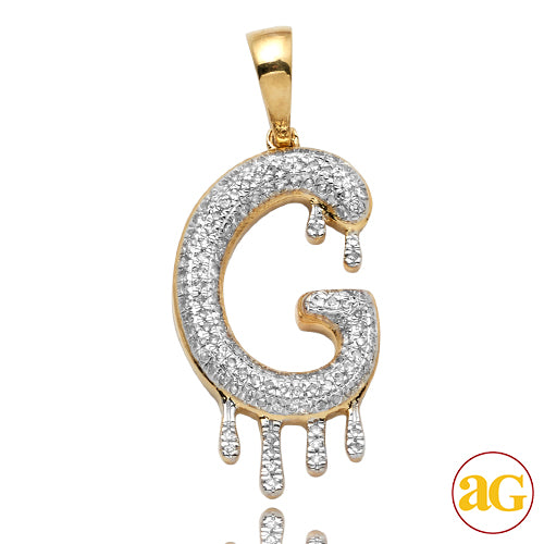 10KY 0.50CTW DIAMOND DRIPPING INITIAL PENDNAT