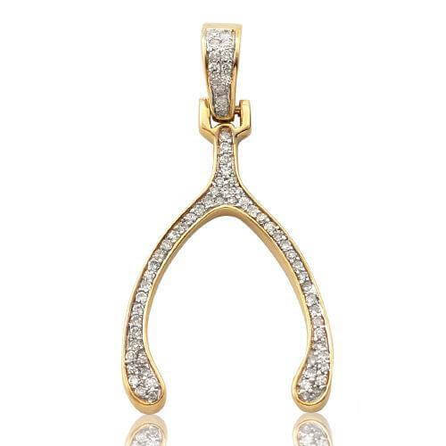 10KY 0.15CTW DIAMOND WISHBONE PENDANT