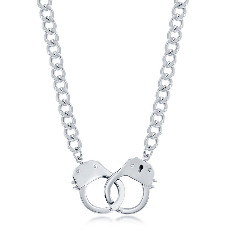 Stainless Steel Link Necklace with Handcuff Lock