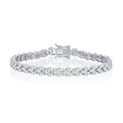 Sterling Silver Triple Row Marquise-Shaped CZ Tennis Bracelet - Johnny Dang & Co