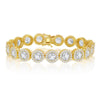 Sterling Silver Round Halo CZ Linked Bracelet - Gold Plated - Johnny Dang & Co