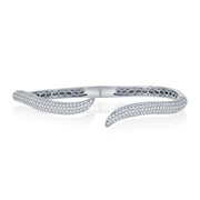 Sterling Silver Micro Pave CZ  Waved Bangle - Johnny Dang & Co