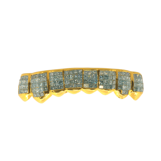 18K Flawless Blue Diamond Invisible Setting Grillz - Johnny Dang & Co