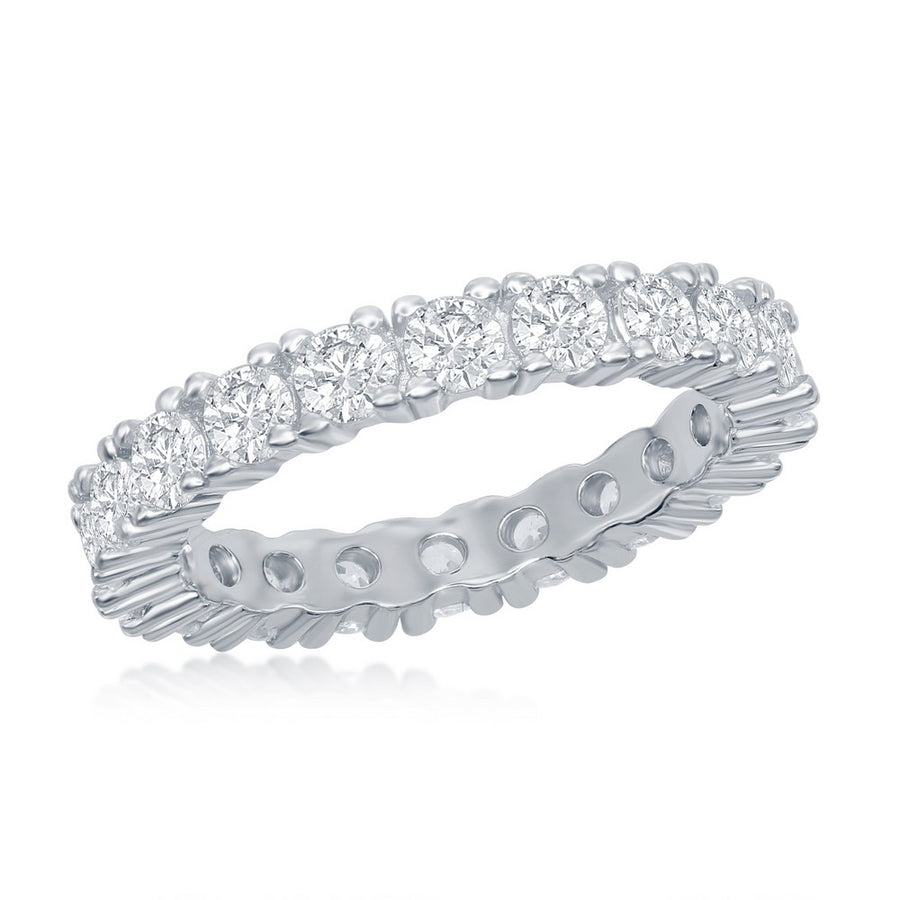 Sterling Silver 3mm CZ Eternity Band Ring