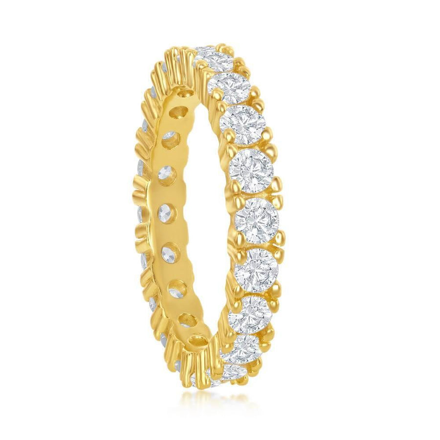 Sterling Silver 3mm CZ Eternity Band Ring - Gold Plated - Johnny Dang & Co